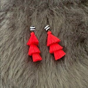 J Crew Red Tassel Earrings NWOT
